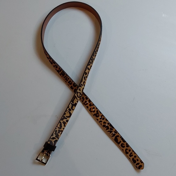 Banana Republic Leopard Calf Hair Slim Women\'s Belt - Brown/Black Animal Print M